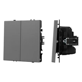 Фото #1 товара Механизм выключателя двухклавишный перекрёстный SWT-NOBE-MKX2-SFPL-GR (230V, 10A) (Arlight, Серый базальт)