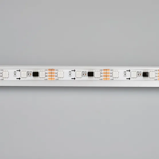 Фото #2 товара Светодиодная лента SPI-5000SE-RAM-5060-60 12V Cx3 RGB-Auto (10mm, 12W/m, IP65) (Arlight, Закрытый, IP65)