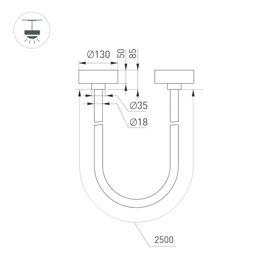 Фото #4 товара Светильник SP-TROPIC-SURFACE-R18-L2500-36W Warm3000 (BK, 360 deg, 230V) (Arlight, IP20 Пластик, 3 года)