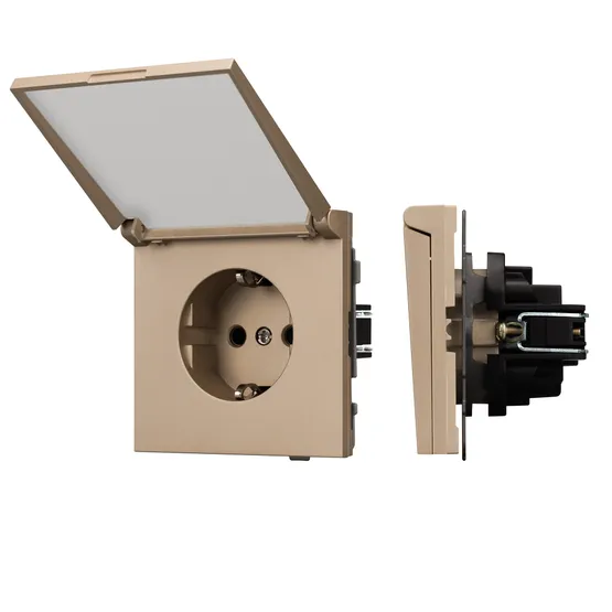 Фото #1 товара Механизм розетки влагозащищённый SCT-TENDO-MCP-PL-GD (230V, 16A) (Arlight, -)