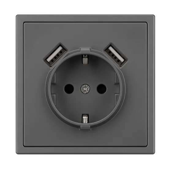 Фото #2 товара Механизм розетки с USB зарядкой SCT-NOBE-MUAA-SFPL-GR (230V, 16A) (Arlight, Серый базальт)
