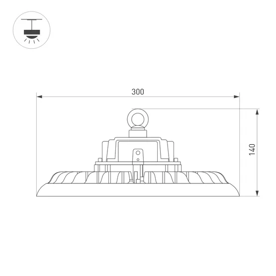 Фото #3 товара Светильник SP-ARIVA-DIM-R300-150W White5000 (BK, 90 deg, 230V, 0-10V) (Arlight, IP65 Металл, 5 лет)