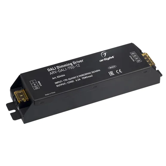 Фото товара Блок питания ARV-DALI-75D-12 (12V, 6.2A, 75W, DALI) (Arlight, IP20 Металл, 2 года)