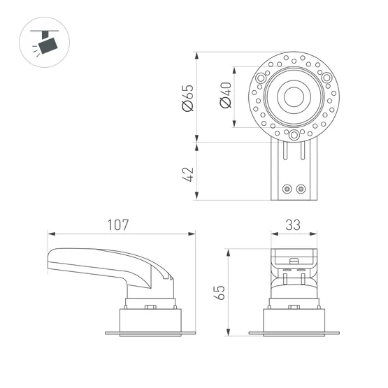 Фото #4 товара Светильник MS-RIALTO-TRIMLESS-R40-9W Warm2700 (BK, 36deg, 230V) (Arlight, IP20 Металл, 5 лет)