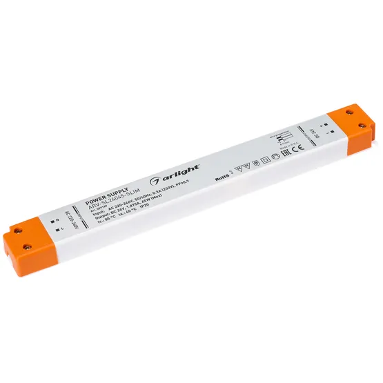 Фото товара Блок питания ARV-SL24045-SLIM (24V, 1.87A, 45W, PFC) (Arlight, IP20 Пластик, 3 года)
