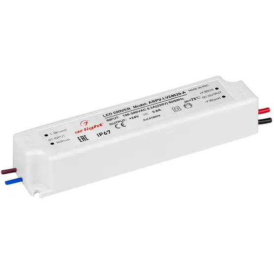 Фото #1 товара Блок питания ARPV-LV24020-A (24V, 0.8A, 20W) (Arlight, IP67 Пластик, 3 года)