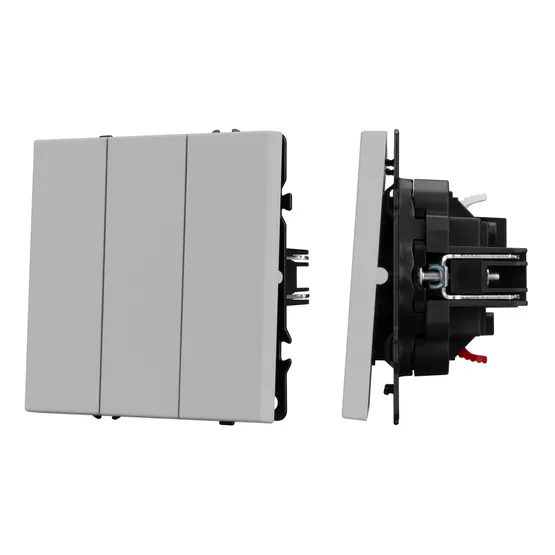 Фото #1 товара Механизм выключателя трехклавишный непроходной SWT-NOBE-MK03-SFPL-IS (230V, 10A) (Arlight, Никель)