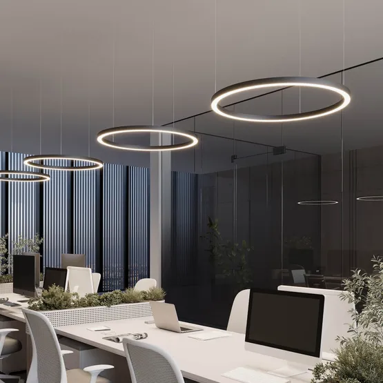 Фото #2 товара Светильник SP-CIRCLE-HANG-O3535-D600-35W Warm3000 (RAL9005, 120 deg, 230V) IP40 LED (Arlight, Алюминий)