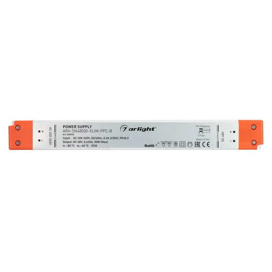 Фото #2 товара Блок питания ARV-SN48030-SLIM-PFC-B (48V, 0.63A, 30W) (Arlight, IP20 Пластик, 3 года)