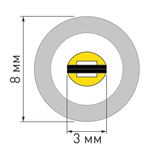Фото #6 товара Светодиодная лента герметичная LUNA-X960-D8mm 24V White6000 (8 W/m, IP65, 360deg, 5m) (Arlight, -)