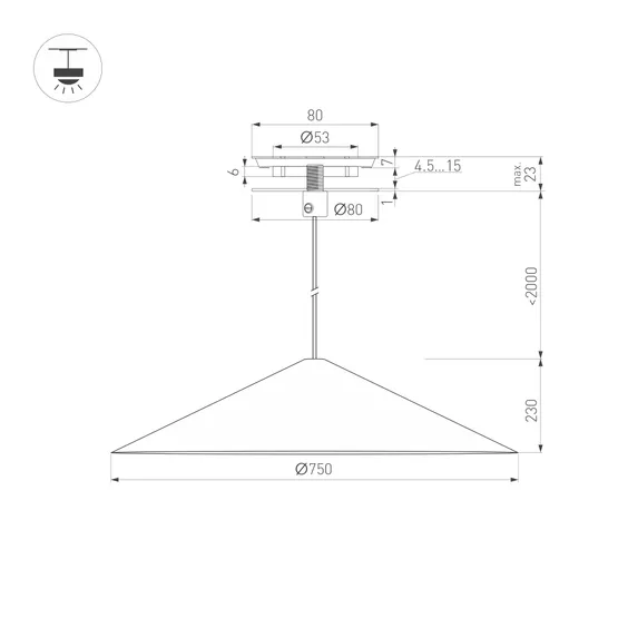 Фото #3 товара Светильник SP-MAKOTO-R750-14W Warm2700 (BK, 36 deg, 230V, TRIAC) (Arlight, IP20 Металл, 3 года)