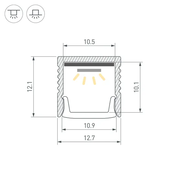 Фото #3 товара Профиль LINE-1212-2000 ANOD (Arlight, Алюминий)