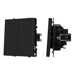 Фото товара Механизм звонкового выключателя двухклавишный SWT-NOBE-MKR2-SFPL-BK (230V, 10A) (Arlight, Черный оникс)